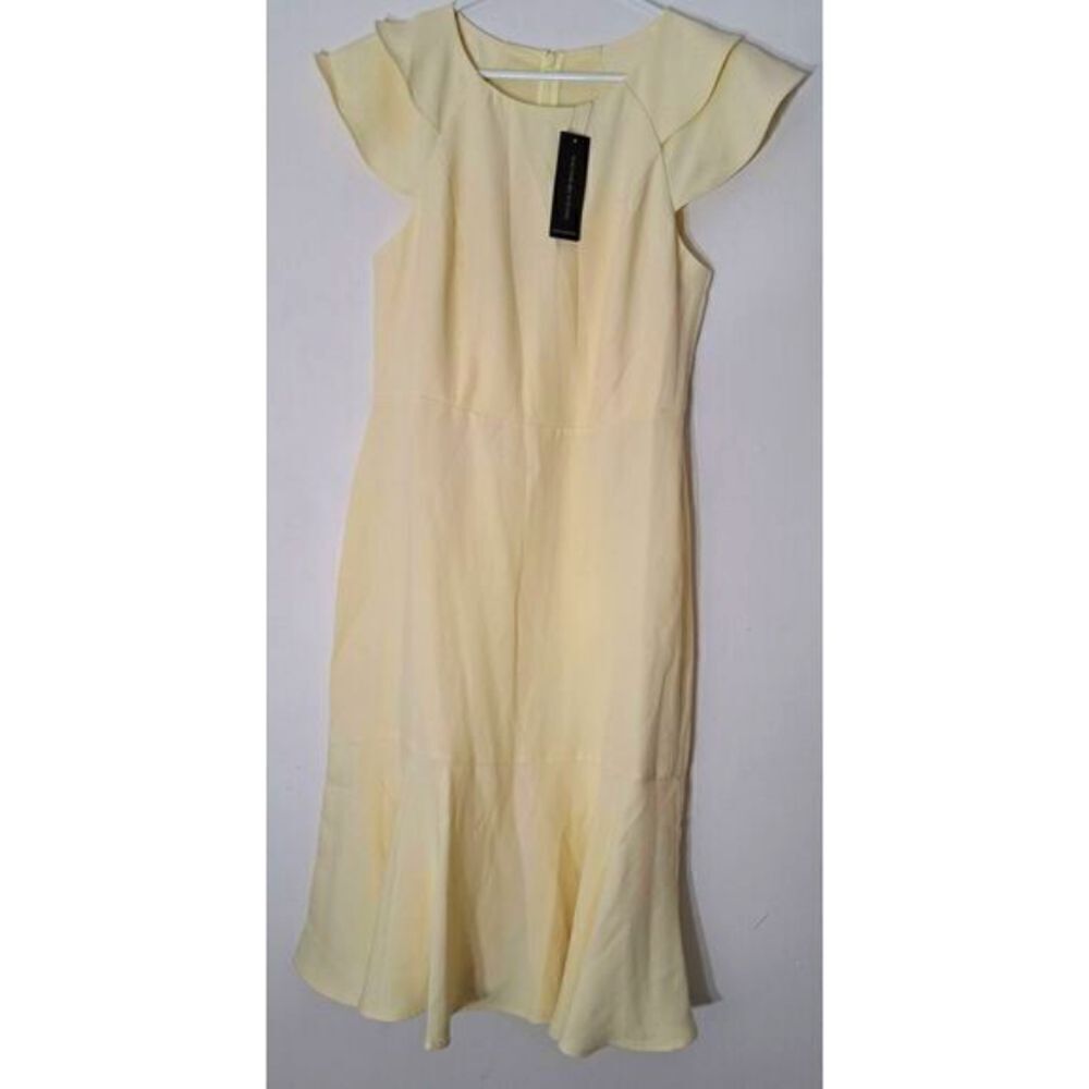 Banana republic womens size 4 PALE YELLOW midi flutter sleeve midi dress